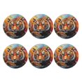 thumbnail image 2 of Pofeuu Colorful Plant Tiger Print Leather Coasters Set of 6, Round Cups Mugs Mat Pad for Home Kitchen Heat Resistant Drink Coasters,Round Shape, 2 of 7