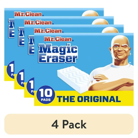 (4 pack) Mr. Clean Magic Eraser Original Cleaning Pads with Durafoam, 10 ct