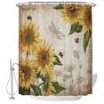 thumbnail image 2 of Shower Curtains for Bathroom, Sunflowers Waterproof Fabric Shower Curtain, Vintage Yellow Floral Farm Butterfly Decorative Bathroom Curtain for Bathtub, 72"x72", No Hooks Included, 2 of 9