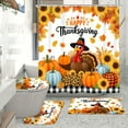 thumbnail image 6 of 4pcs Thanksgiving Turkey Shower Curtain Set - Farmhouse Pumpkin Sunflower Fall Autumn Harvest Bathroom Decor with 12 Hooks, Bath Mat, Toilet Lid Rug, Non-Slip U Shape Mat, High Quality Full Set, 6 of 11