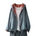 thumbnail image 2 of Joernso Women Spring Autumn Coat Hooded Drawstring Hem Long Sleeve Printing Loose Zipper Closure Jacket with Pockets Daily Wear Commuting Outerwear, 2 of 8
