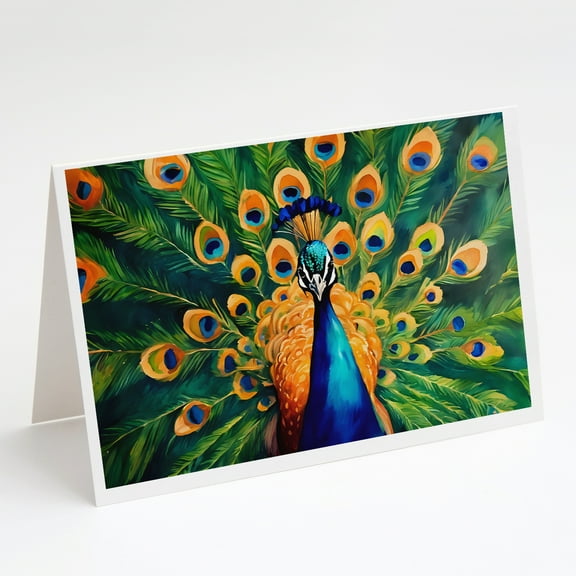 Peacock Greeting Cards Pack of 8 7 in x 5 in