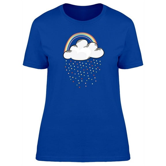 Cute Rainbow And Rainy Cloud T-Shirt Women -Image by Shutterstock, Female XX-Large