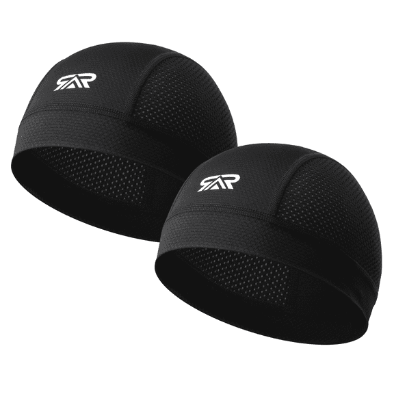 SAITAG 2 Pcs Splicing Skull Cap - Cooling Quick-Drying Moisture Wicking, Lightweight Breathable UV Protection Helmet Liner for Outdoor Sports, Work, Running, Cycling & Moto/Hard Hat Use
