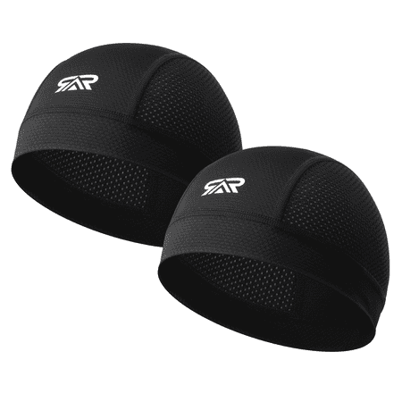 SAITAG 2 Pcs Splicing Skull Cap - Cooling Quick-Drying Moisture Wicking, Lightweight Breathable UV Protection Helmet Liner for Outdoor Sports, Work, Running, Cycling & Moto/Hard Hat Use
