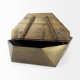 thumbnail image 5 of Esagono 48" Octagonal Double Hinged Brown Wood Top Brass Metal Base Coffee Table, 5 of 9