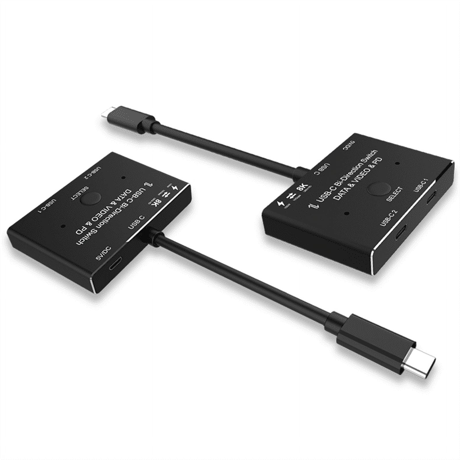 KVM USB C Two-Way Switch 1X2/2X1 USB 3.1 Splitter Data Video Switcher 8K @30Hz PD 100W for PC Monitor Mobile Phone