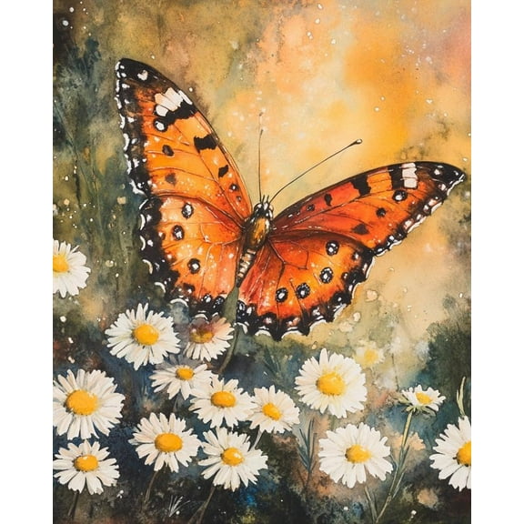 Paint by Numbers for Adults Kids Beginner Orange Butterfly ромашки DIY Acrylic Painting by Numbers Kits with Brushes Acrylic Pigment Home Decoration Gifts 16 x 20 inch