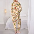thumbnail image 3 of KLL Fall Pumpkin Print Women's Long Sleeve Pajamas with Pants Sleepwear Loungewear 2 Set-X-Large, 3 of 8