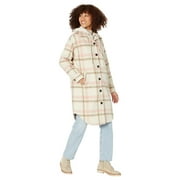 Avec Les Filles Full-Length Plaid Shirt Jacket w/Dickie Oat/Cream/Pink Plaid XL