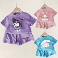 thumbnail image 2 of Conjunto de camiseta y pantalón corto con dibujos animados de Sanrio Kuromi para niños y niñas, de Cinnamoroll, bonito conjunto de 2 piezas de manga corta de verano para niños y niñas de My Melody, 2 of 3