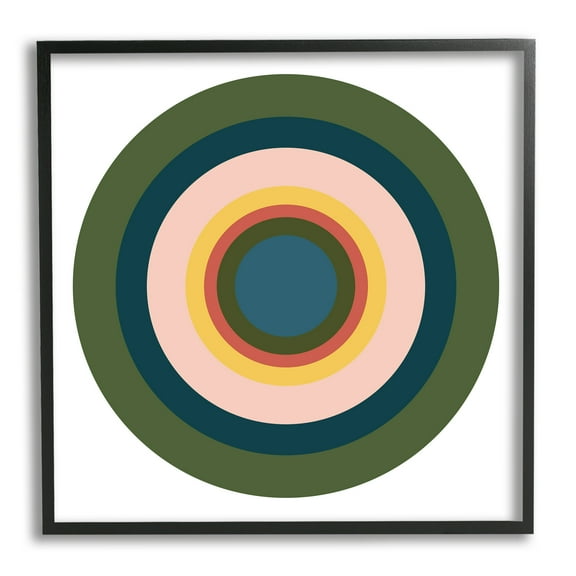 Stupell Industries Green Muted Circles Abstract Painting Black Framed Art Print Wall Art, 12 x 12