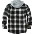 thumbnail image 2 of YATELLE Men's Cotton Plaid Shirts Jacket Fleece Lined Flannel Shirts Sherpa Button Down Jackets with Hood for Men, 2 of 7