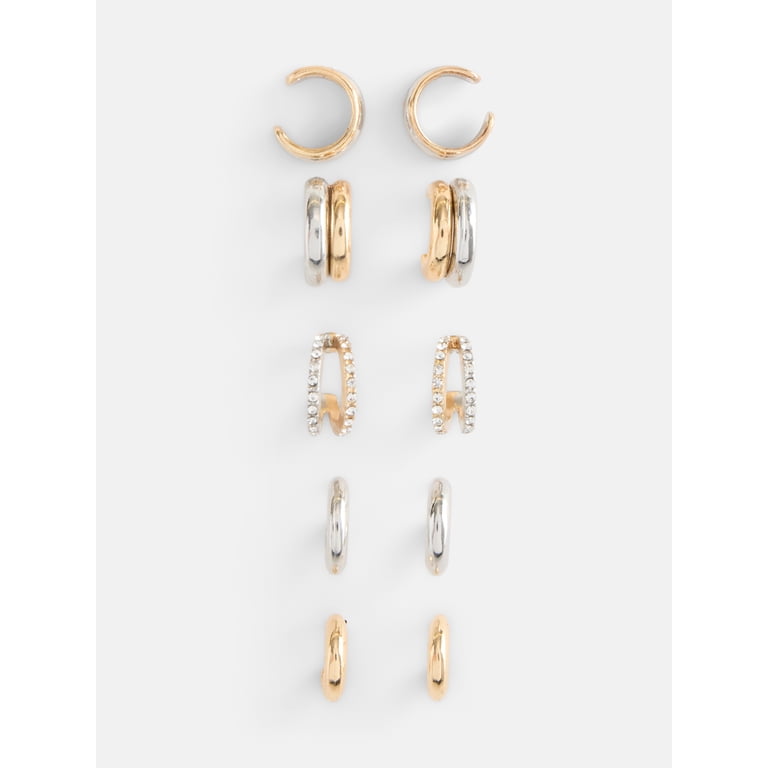 No Boundaries Silver and Gold Two-Tone Hoop Earrings, 5-Pack photo 1