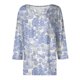 thumbnail image 4 of Camiseta casual de moda para mujer con cuello en V y siete mangas con botones estampados florales, color morado claro/2XL, 4 of 4