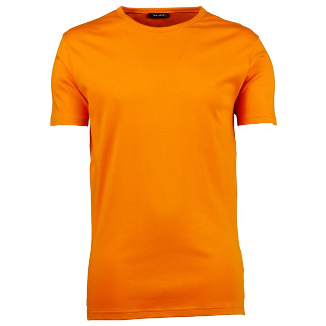Tee Jays - Camiseta básica de manga corta con cuello redondo para hombre - 100% Algodón ringspun combed interlock (Mandarina)