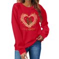 thumbnail image 3 of Uootdi Crew Neck Love Heart Printed Graphic Sweatshirt for Women Valentine's Day Tunic Tops Casual Holiday Long Sleeve Graphic Tee Tops Gift, 3 of 6