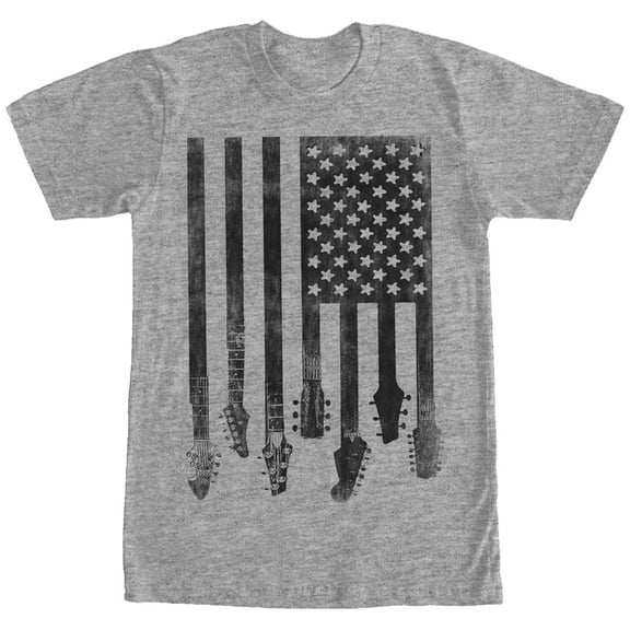 Men's Lost Gods Guitar American Flag Graphic Tee Athletic Heather Large