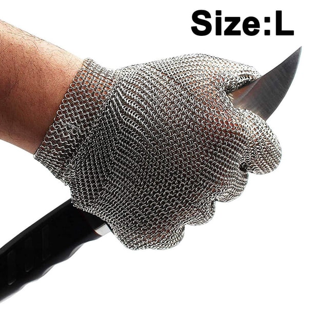 Guantes y manoplas,Guantes a prueba de cortes con anillo de acero inoxidable Guantes a prueba de cortes de grado 5 para operaciones de alto riesgo en matadero y jardinería Vhermosa 2035898-2