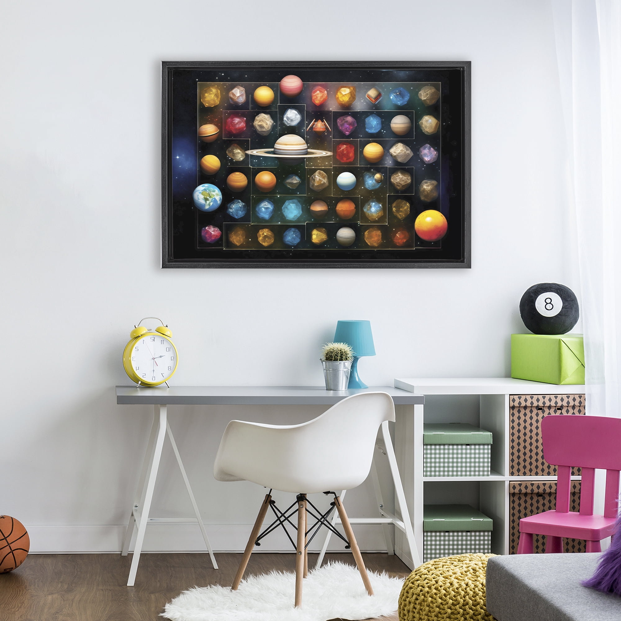 Stupell Industries Celestial Gems & Planets Black Framed Floater Canvas Wall Art, design by Ray Powers