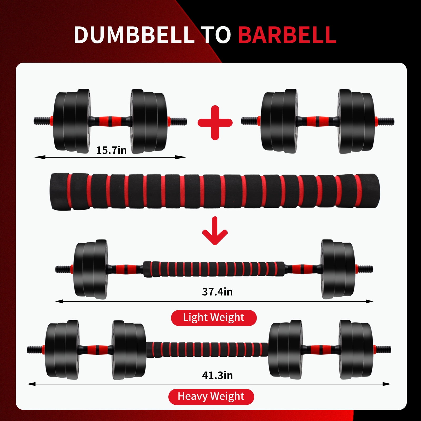 Adjustable-Dumbbells-Sets, 44lbs Free Weights-Dumbbells Set of 2 Convertible To Barbell A Pair of Lightweight for Home Gym,Women and Men Equipment