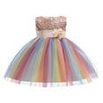 thumbnail image 1 of Robe Formelle pour Filles, Col à Sequins Fleuris, Sans Manches, Robe Princesse Bleue 9-10 Ans, 1 of 6