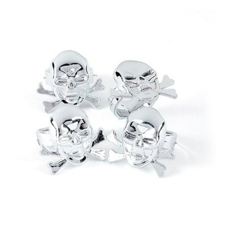Pewter-Finished Pirate Skull Rings (4Dz) - Jewelry - 48 Pieces