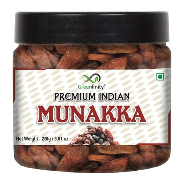 Organic Natural Indian Munakka Raisins By Greenfinity 250gm, | Nutrients & Tasty Seedless Fresh Munakka Good For Health | 8.8 Ounce | Jar Pack