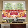 thumbnail image 4 of Yayeee Kitchen Curtains Tier Set of 2 Light Filtering 57"x24" Over Sink Window Panels, Orange Hand Drawn Floral, 4 of 7