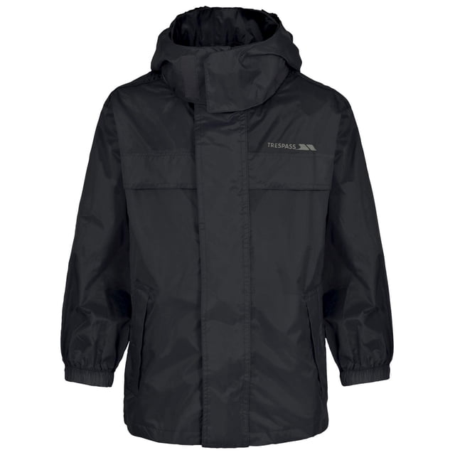 Trespass - Chaqueta impermeable / Chubasquero plegable Modelo Packa unisex niños niñas (Negro)