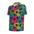 thumbnail image 2 of Balery Hawaii Palms Printed Men’s Short Sleeve Polo Shirt, Midweight Men's Shirt,Golf Polo shirts -4X-Large, 2 of 9
