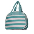thumbnail image 2 of Fashion Print Insulated Water Resistant Round Small Lunch Cooler or Cosmetic Tote Bag Turquoise Stripe, 2 of 3