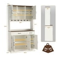 thumbnail image 2 of Haverchair 71" Kitchen Pantry Storage Cabinet, Farmhouse Hutch Cabinet with Microwave Stand, Tall Food Pantry Cabinets w/2 Drawers & 6 Hooks, Charging Station, Storage Cabinets for Dining Room, 2 of 9