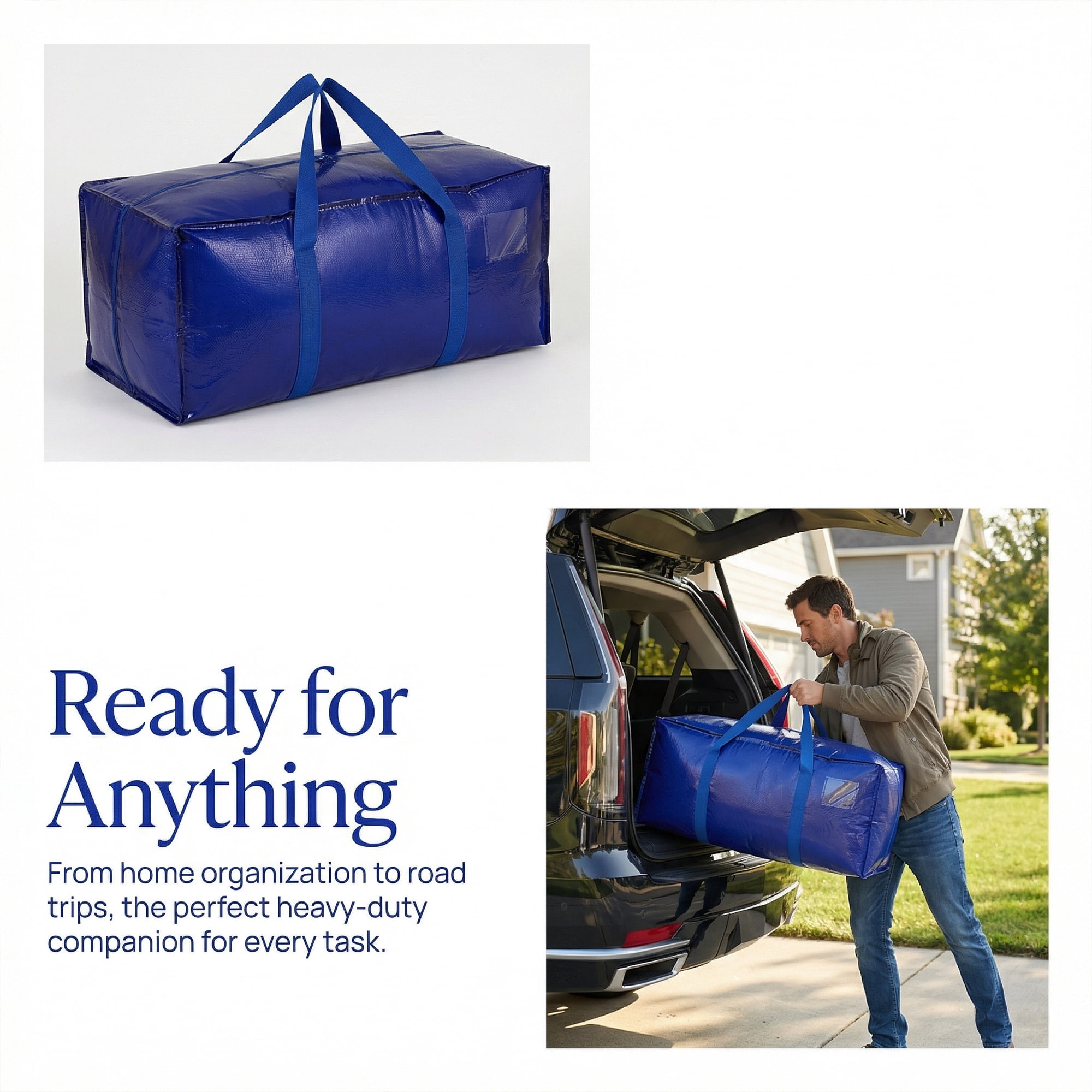 Unique Bargains Storage Bag for Organizing Bedroom with Handle Blue 28.74"x14.17"x12.99"