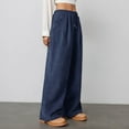 thumbnail image 4 of Gyexs Wide Leg Pants Woman High Waist Yoga Pants Baggy Stretchy Wide Leg Y2k Streetwear Women's Fashion, #04 Dark Blue, Size S, 4 of 7
