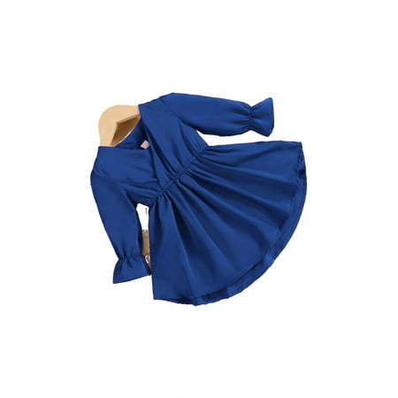 

Casual Plain V neck A Line Long Sleeve Royal Blue Baby Dresses (Baby s)