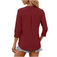 thumbnail image 4 of RYRJJ Womens Tops Dressy Casual 3/4 Length Sleeve V Neck Eyelet Shirt Work Blouses Summer Trendy Loose Tunic Tees(Wine,L), 4 of 6