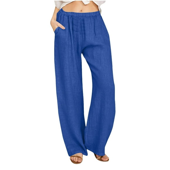 zbxnLI Lounge Pants for Women Casual Summer Wide Leg Cotton and Linen Pants Lightweight Trousers with Pockets