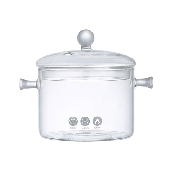 Glass Pots for Cooking on Stove, 1.5L/50oz Glass Cooking Pot with Lid, Heat-Resistant glass simmer pot, Simmer Pot for Stove Potpourri, Saucepan Pot FIts for Cooking, Soup, Milk, Tea
