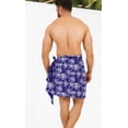 thumbnail image 2 of HAPPY BAY Men's Pareo Standard Swimsuits Elegant Holiday Vacation Sarong Swimwear Mini Swim Beach Wrap for Men One Size Palm Tree, Royal Blue Summer Vacation, 2 of 5