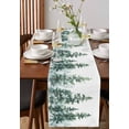 thumbnail image 4 of Green Ombre Forest Table Runner Cotton Linen 60 Inch Holiday Dresser Scarves, Watercolor Trees Sage Green Tablerunner for Kitchen Coffee Dining Bedroom Home Living Room Dinner Scarf Décor 13''x60'', 4 of 9