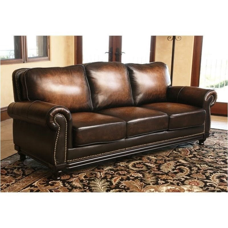 Abbyson Soro Leather Sofa In Hand, Abbyson Leather Sectional