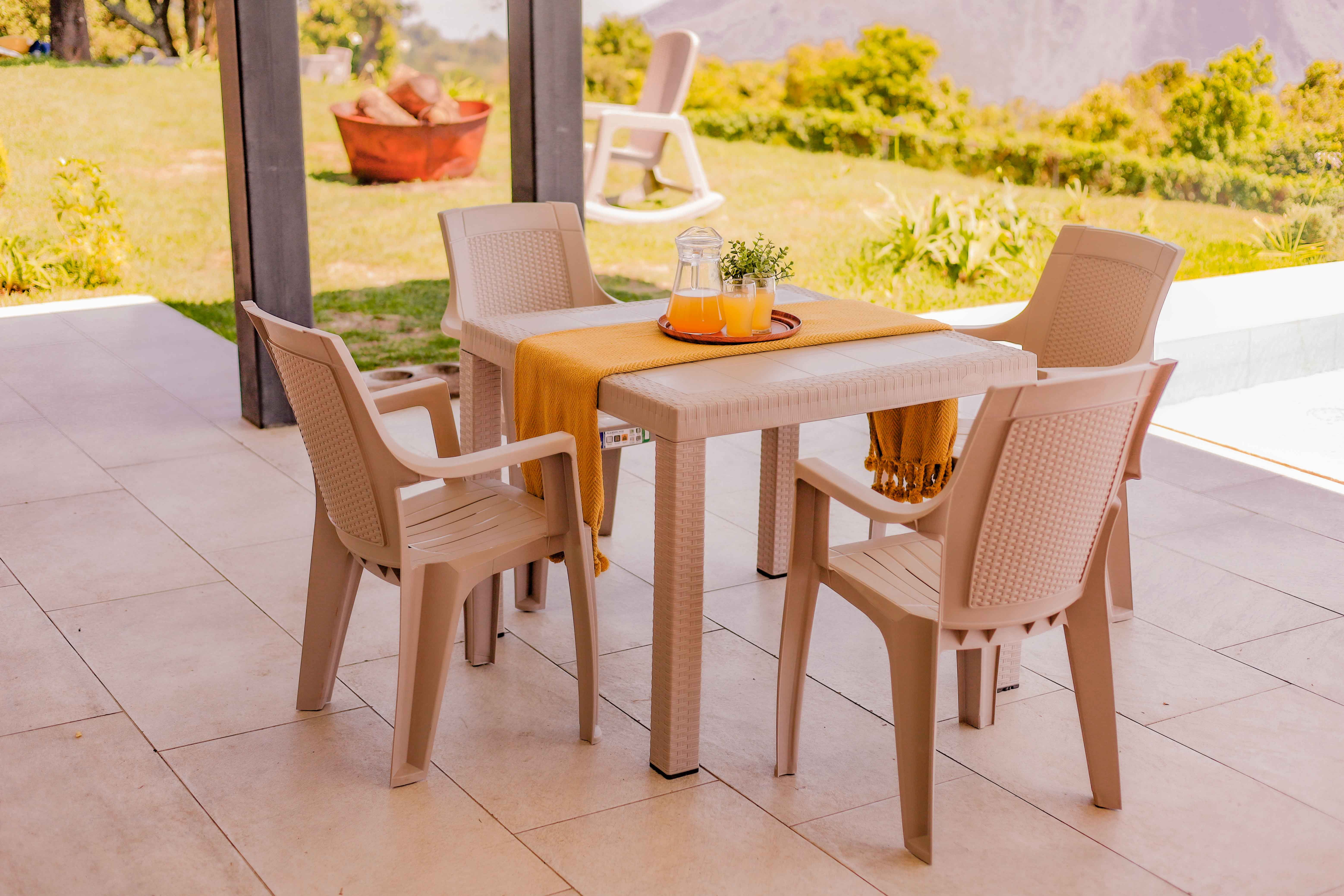Sanchia Eterna Rattan Resin Chair Color Beige for Adults
