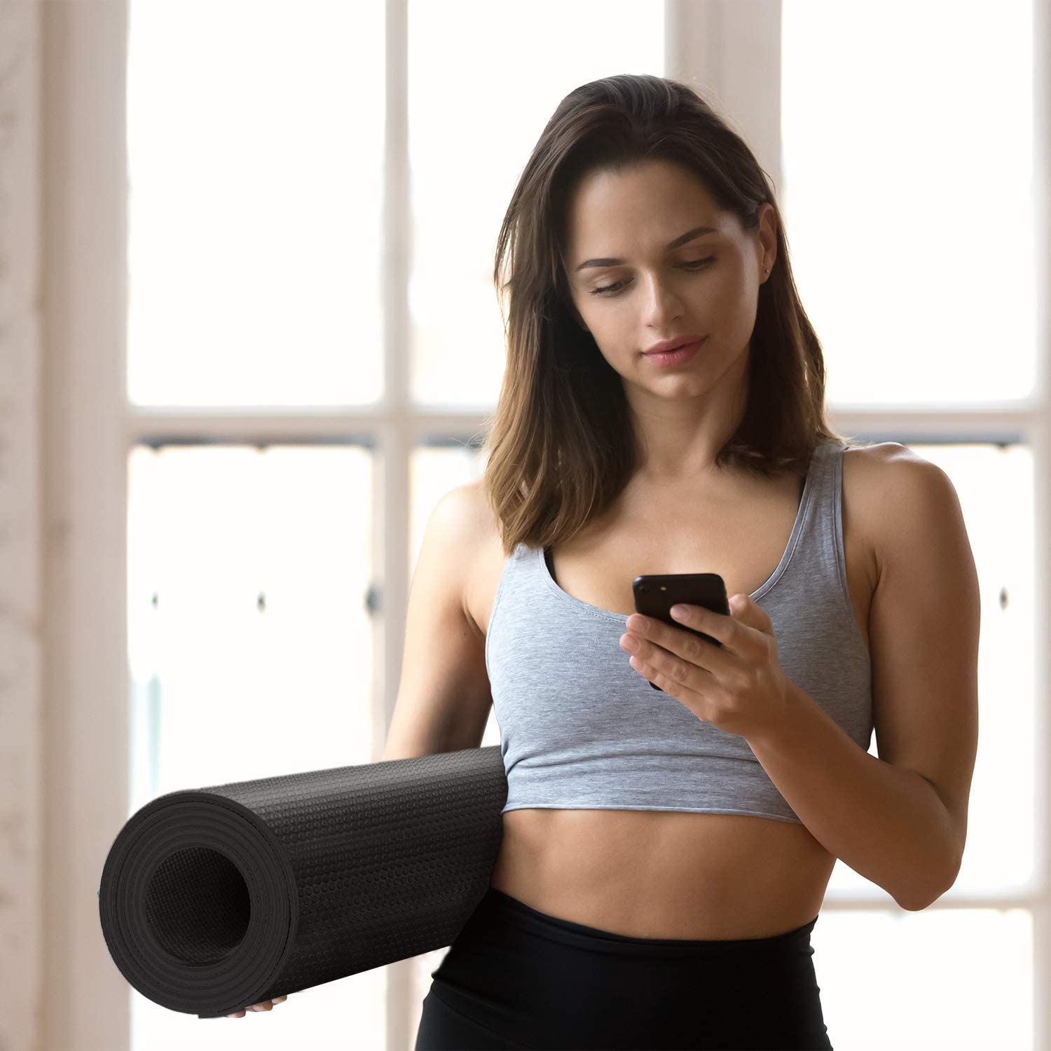 Cambivo Extra Long Yoga Mat, 84" x 30", Black photo 8