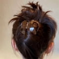 thumbnail image 3 of Small Hair Claw Clip for Thin Hair, Glossy Brown Oval Shark Clamp, Non-Slip Strong Hold Jaw Clip for Fine Hair, 3 of 3