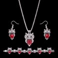 thumbnail image 3 of Conjuntos de joyería Zulema Plata tibetana Búho turquesa Collar y Pendientes Búho Rojo, 3 of 8