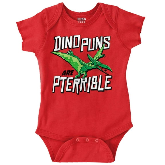 Funny Dino Puns Are Pterrible Joke Romper Boys or Girls Infant Baby Brisco Brands NB