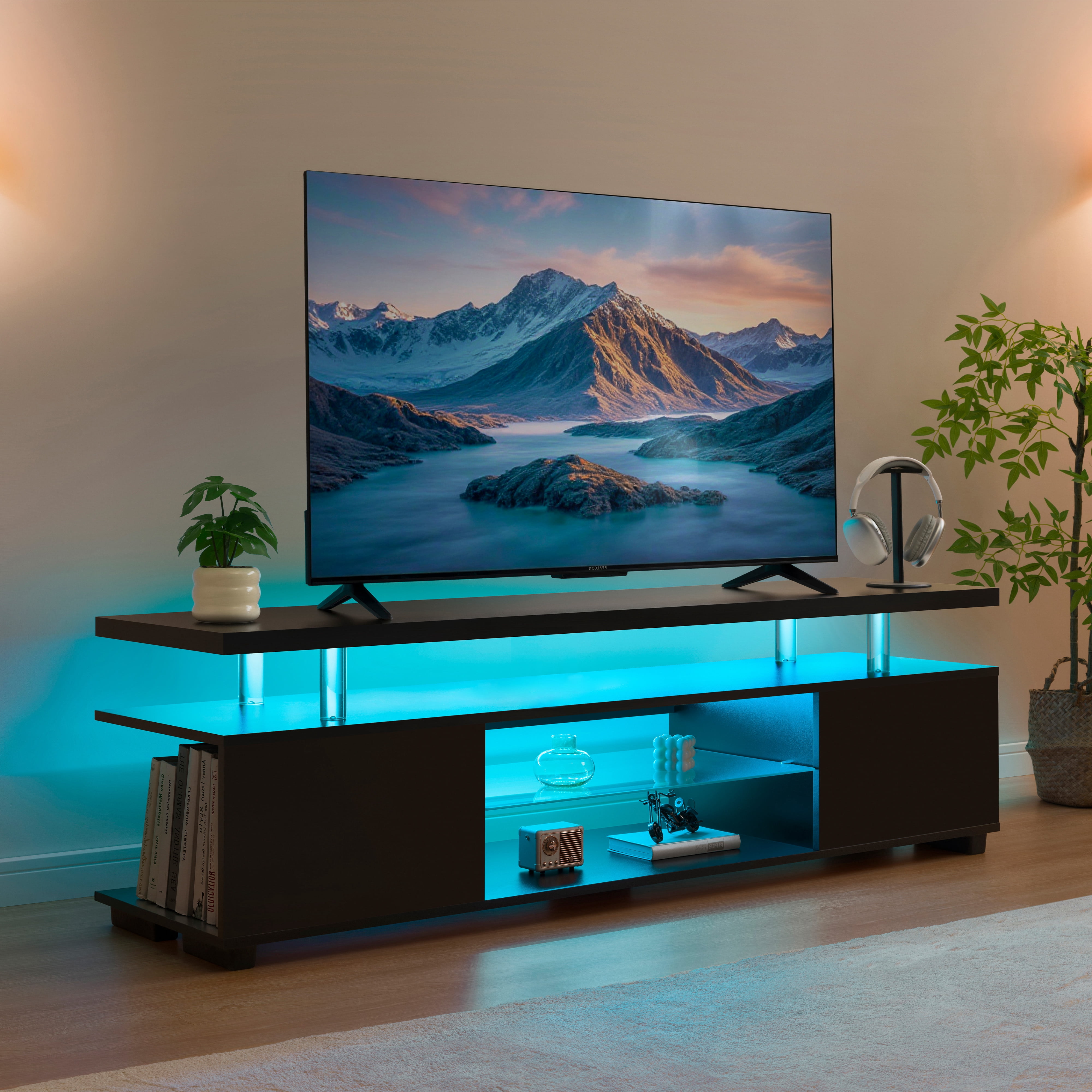 TV Stand Entertainment Center, Gaming Center for 50 55 60inch TV, TV Stand with Storage, TV Stands for Gaming Living Room