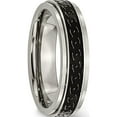 thumbnail image 4 of Titanium Polished Black Enamel Braid Design 6mm Ridged Edge Band (Size 6) Made In China tb193-6, 4 of 5