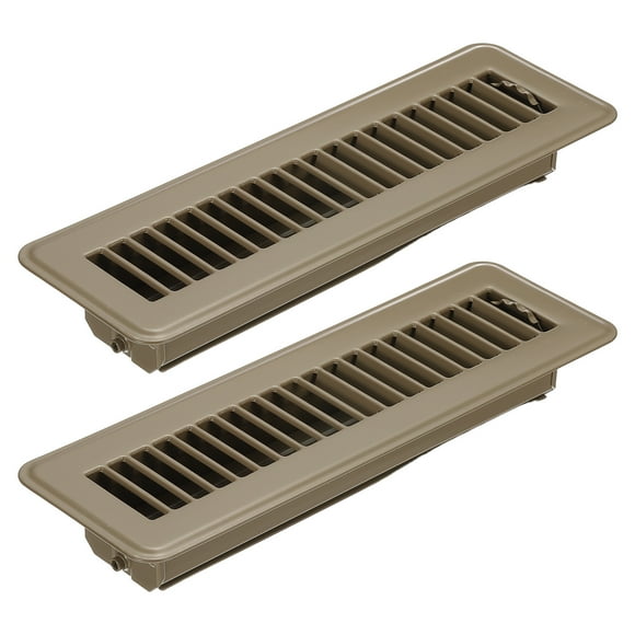 Uxcell 10 x 2 Inch Floor Register, 2pcs Heavy Duty Air Vent Cover Adjustable Floor Grates, Brown